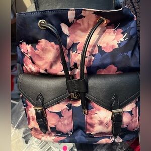 Victoria's Secret Navy and Pink Floral Drawstring Backpack